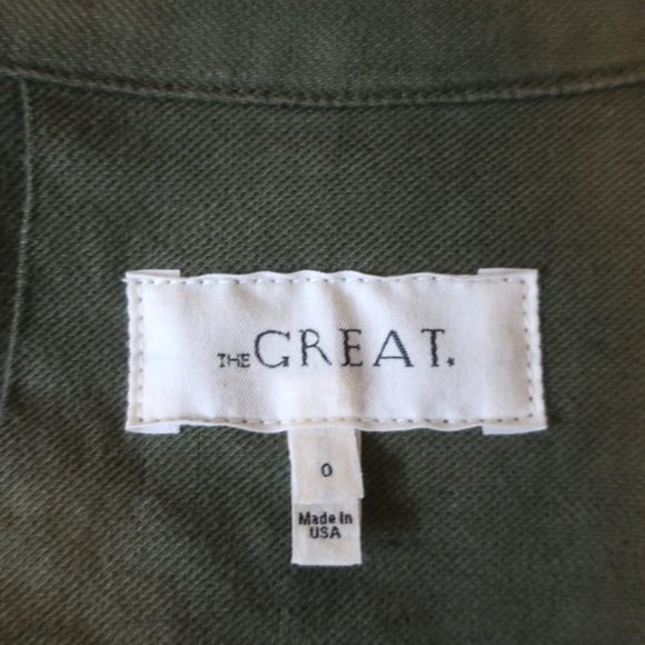 THE GREAT SWINGY ARMY JACKET GREEN COTTON-BLEND SIZE 0 - Picture 6 of 8